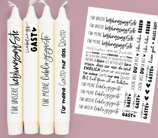 DIN A4 - Tattoofolie - Lieblingsgäste - für Kerzen / Keramik