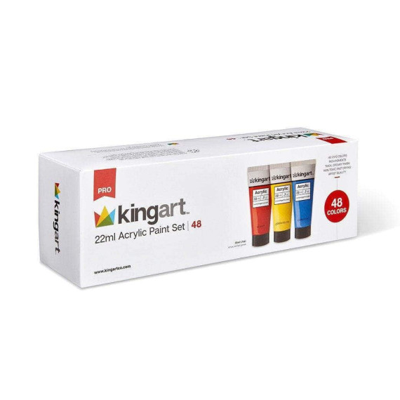 Künstler Acrylfarben Set - deckende Farben - 48x 22ml - Wasserlöslich - kingart STUDIO - 48 Farben
