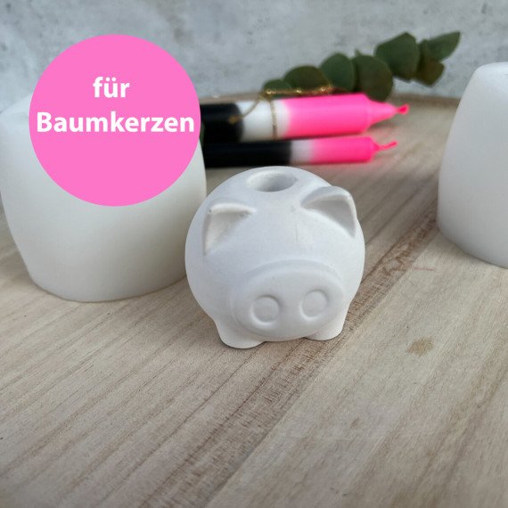 Silikon - Gießform - Glücksschweinchen - Kerzenhalter - für Baumkerzen - vielfältig nutzbar