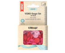 30 Nähfrei Druckknöpfe - Snaps Set - Rund - 12,4mm - veno - Rot/Rosa/Pink