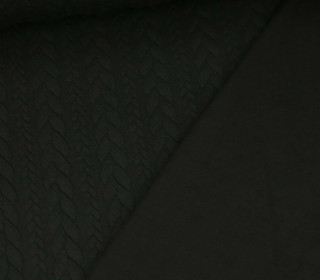 Weicher Jacquard-Sweat - Zopfmuster - Strickoptik - Uni - Schwarz