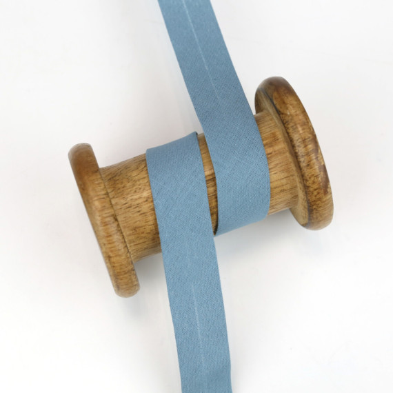 3 Meter Schrägband - Baumwolle - Fernblau - Uni - 2cm x 3m - Zugeschnitten