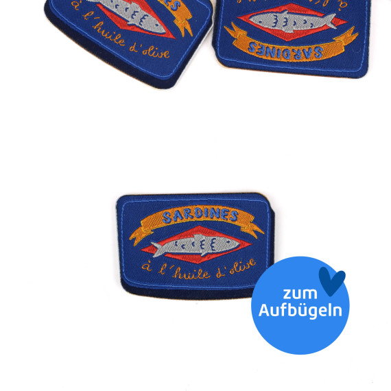 1 Label - zum Aufbügeln - SARDINES á l´huile d'olive  - Dunkelblau - jojulein design