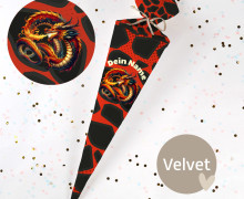 DIY-Nähset Schultüte - Feuerdrache - Velvet - zum selber Nähen