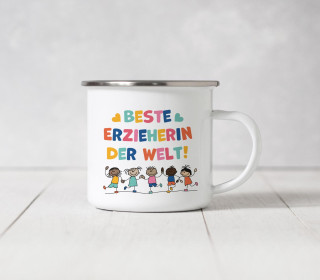 Emaille Becher - Beste Erzieherin der Welt - Kids of the World