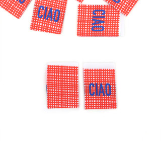 1 Label - Gittermuster - CIAO - Weiß/Rot - Anlukaa