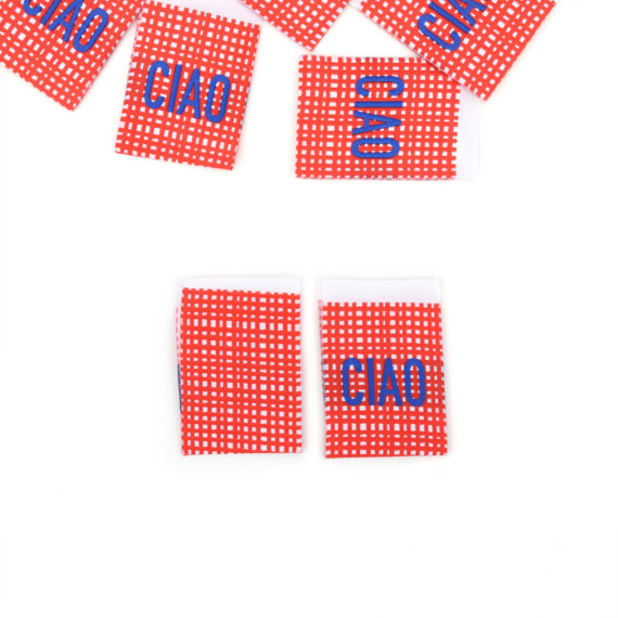 1 Label - Gittermuster - CIAO - Weiß/Rot - Anlukaa