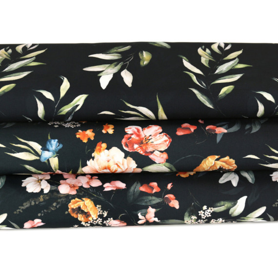 Outdoorstoff - Blumengruß - Wildblumen - Schwarzblau - abby and amy