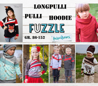 eBook FUZZLE - Kinder Hoodie Pulli Longpulli digitales Schnittmuster Unisex Gr. 86 - 152 zum Selbstausdrucken Fusselfreies