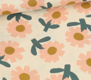 Bio Musselin - Muslin - JENNIFER BOURON - Double Gauze - Sunny Days - Ecru/Beigerosa