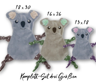 Stickdatei Koala Kuscheltuch ITH, drei Größen, Schmusetuch, Kuscheltier, Schnuffeltuch