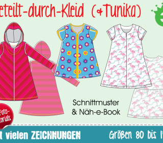 Näh-e-Book: geteilt-durch-Kleid | Mädchenkleid, Gr. 80–152 | Tunika, Kinderkleid aus Jersey