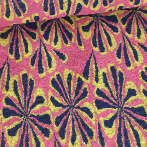 Frottee Jacquard - Blumen - Qjutie & the Qjutest - Fuchsia