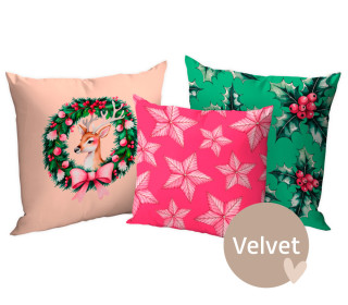 Kissenstoff - DIY - Kissen-Set - Ho Ho Ho - Warm Wishes - Mint/Rosa - Velvet - abby and amy