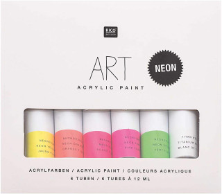 Acrylfarben-Set NEON - 6 Tuben - Künstlerqualität - 6 x 12ml - Rico Design