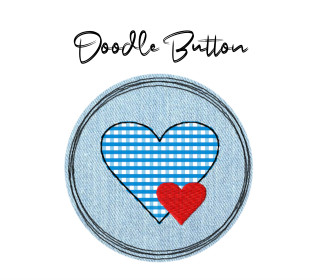 Stickdatei Doodle Button Herz - Rahmen ab 10 cm x 10 cm, embroidery, stick file, button, doodle, application, heart