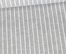 Leinen - Baumwolle - Mischgewebe - Dünne Weiße Streifen - 176g - Melange - Hellgrau