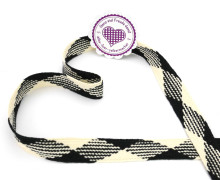 1m flache Kordel - 20mm - Hoodieband - Kapuzenband - Schwarz/Elfenbein