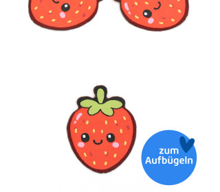 1 Label - Patch zum Aufbügeln - Erdbeere - Rot/Grün