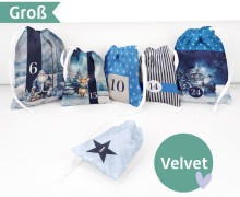 DIY Adventskalender - Säckchen - Zum Selber Nähen - Christmas Memories - Groß - Velvet - Weihnachten - abby and amy
