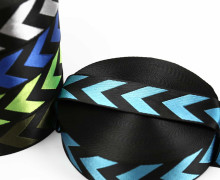 1m Gurtband - Deco - Pfeile - Glanz - 40mm - Schwarz/Hellblau