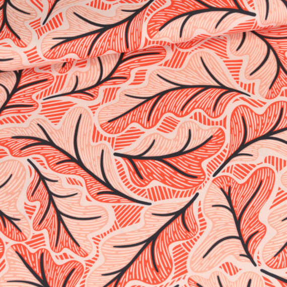 Outdoorstoff - Eichenblätter - Rot - Warmweiß - Sanne Paul - abby and amy