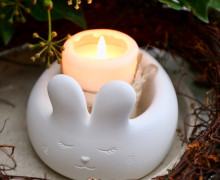 Silikon - Gießform - Dekoschale - Schläfriges Häschen - Teelichthalter - Hase - vielfältig nutzbar