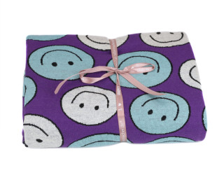 1,55m Zuschnitt - Bio- Jacquard - 4 Farb Spezial Jacquard Jersey - Smile - Choose Your Vibe - Lila - Hamburger Liebe