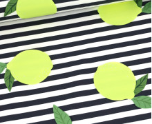Sommersweat - Streifen - Neon Fruits - Lemon - Schwarzblau/Warmweiß