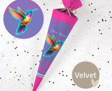 DIY-Nähset Schultüte - Kolibri Pink - Velvet - zum selber Nähen