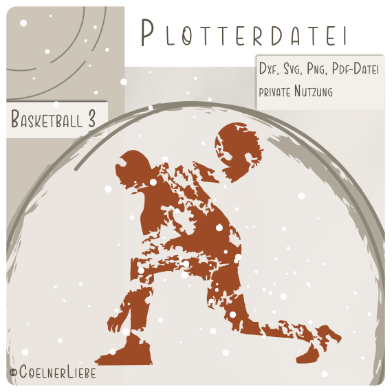 Plotterdatei Basketball Spieler 3, Dynamische Silhouette im Grunge-Look