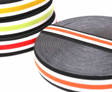 1 Meter Gummiband - 30mm - Five Stripes - Schwarz/Orange