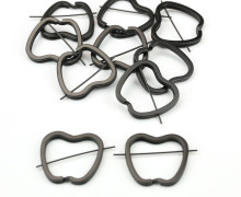 10 breite Schlüsselringe - Schlüsselanhänger - Apfel - Schwarz