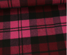 Mantelflausch - Weicher Mantelstoff - Kariert - Bordeaux/Erikaviolett/Schwarz