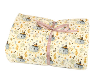 2,4m Zuschnitt - Sommersweat - Pumpkin Scarecrow - Blue Pumpkins - Ecru - Bio Qualität - abby and me