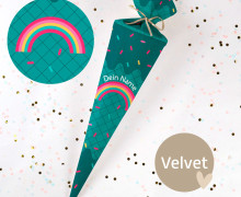 DIY-Nähset Schultüte - Regenbogen - Konfetti - Velvet - zum selber Nähen