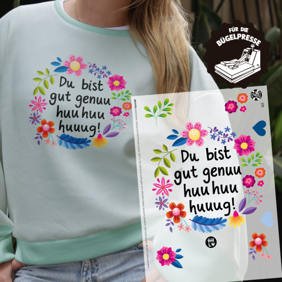 Onkel Bo's Bügelbilder - DIN A4 - Du bist gut genug - Dunkler Schriftzug - Hamburger Liebe - BIG