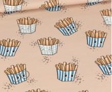 Sommersweat - Big Fries Blau Weiß - Beige - Bio Qualität - abby and me