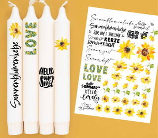 DIN A4 - Tattoofolie - Sonnenblumen - für Kerzen / Keramik