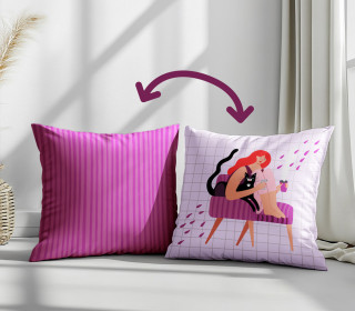 Genähtes Kissen inkl. Inlet - Pink Living - Cat Lady - Mein Hanseherz