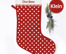 DIY-Nähset - Nikolaussocke - KLEIN - Softshell -  Little Dots - Rot/Weiß