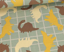 Leichter Kuschelsweat - Little Darling - Retro - Dinos - Lichtgrün/Senfgelb