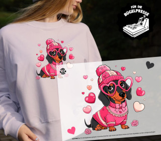 Onkel Bo's Bügelbilder - DIN A4 - Dackel - Valentinstag - BIG