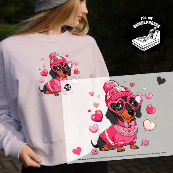 Onkel Bo's Bügelbilder - DIN A4 - Dackel - Valentinstag - BIG