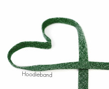 1m flache Kordel - Hoodieband - 15mm - Kapuzenband - Meliert - Dunkelgrün