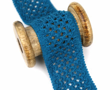 1 Meter Zierband - Dekoband - Einfassband - Elastisch - 45mm - Häkelmuster - Uni - Türkis