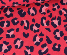 Musselin - Muslin - Double Gauze - Leo Multicolor - Schnuffeltuch - Windeltuch - Erdbeerrot/Weiß