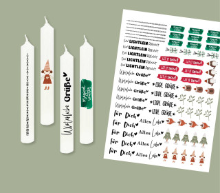 DIN A4 - Tattoofolie - Winterliche Grüße - Weihnachtscountdown - für Baumkerzen - Weihnachten