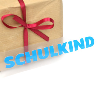 1 Bügelbild - Aufbügler - Schulkind - Schriftzug - Blau