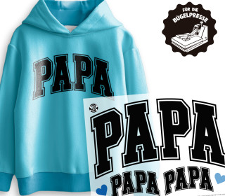 Onkel Bo's Bügelbilder - DIN A4 - Papa - großer Schriftzug - Schwarz - BIG